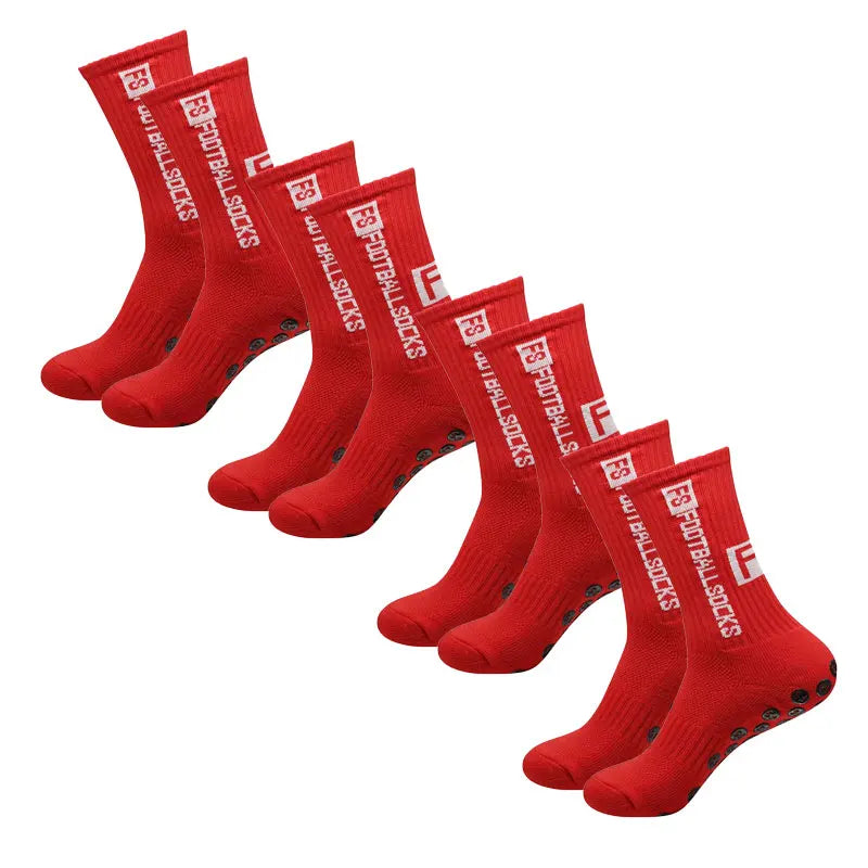4 Pairs Soccer Socks Sports Grip Socks Anti-Slip Basketball Socks Spot Rubber Anti-Slip Cotton Soccer Socks
