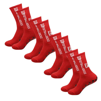 4 Pairs Soccer Socks Sports Grip Socks Anti-Slip Basketball Socks Spot Rubber Anti-Slip Cotton Soccer Socks